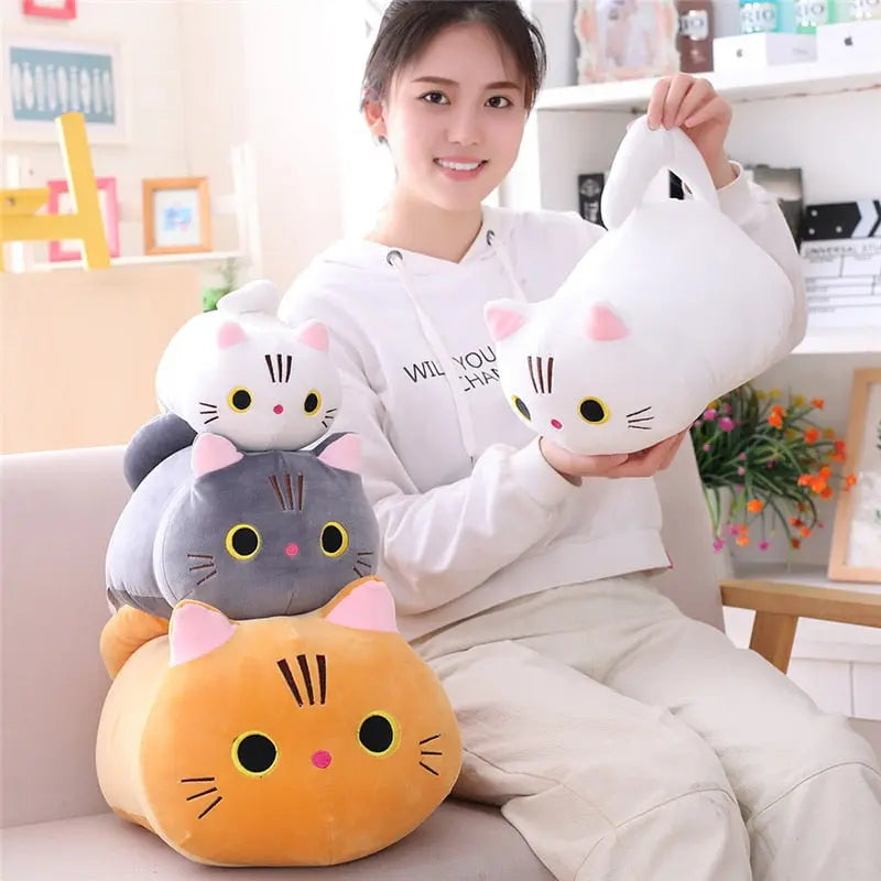 25/100cm Cute Soft Cat Plush Pillow Sofa Cushion Kawaii Plush Toy Stuffed Cartoon Animal Doll for Kids Baby Girls Lovely Gift - Mystic Oasis Gifts