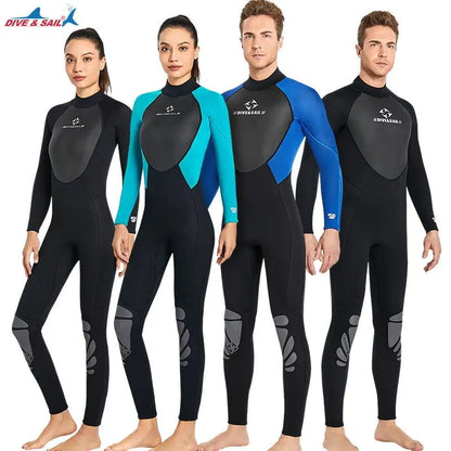 Men 3MM Neoprene Wetsuit One-piece Warm Women Full-body Wetsuit Surfing Swimsuit Water Sports Scuba Diving Snorkeling Wetsuits - Mystic Oasis Gifts